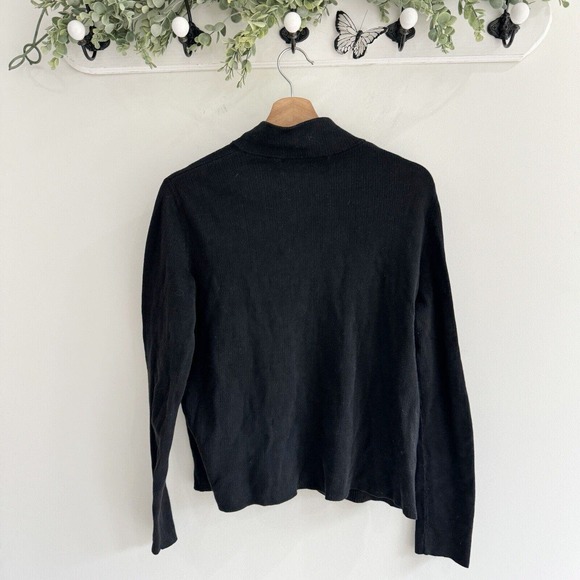 peruvian connection Vintage Mock Neck Ribbed Pima Cotton Sweater Large - Picture 2 of 4